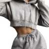 White Heather Grey Cropped Oversized Hoodie White Heather Grey Cropped Oversized Hoodie