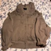 Brown Extreme Distressed Oversized Zip-Up Hoodie Brown Extreme Distressed Oversized Zip-Up Hoodie