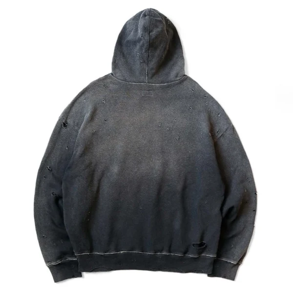 Black Distressed Jewel-Embellished Hoodie Black Distressed Jewel-Embellished Hoodie