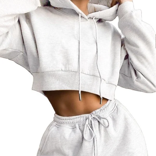 White Heather Grey Cropped Oversized Hoodie White Heather Grey Cropped Oversized Hoodie