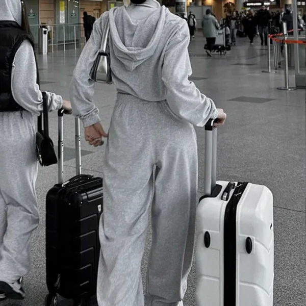 Heather Grey Cropped Zip Up Hoodie Tracksuit Heather Grey Cropped Zip Up Hoodie Tracksuit