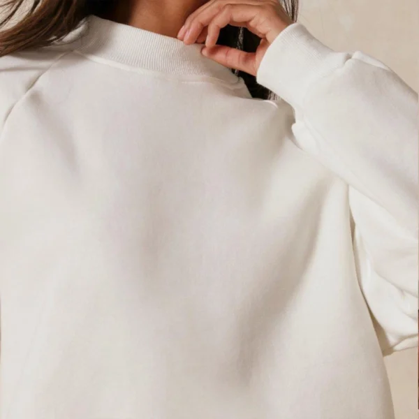 White Oversized Mock Neck Air Layer Sweatshirt White Oversized Mock Neck Air Layer Sweatshirt