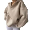 Womens Oversized V Neck Hoodie Sweatshirt