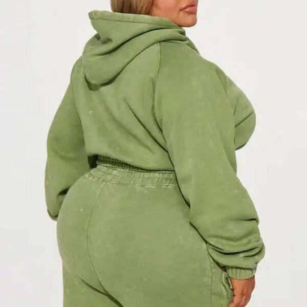 Green Acid Wash Cropped Hoodie Cargo Tracksuit Green Acid Wash Cropped Hoodie Cargo Tracksuit