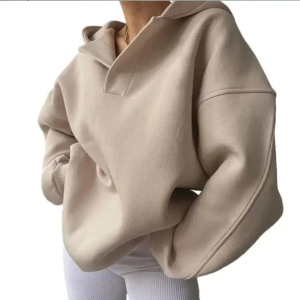 Womens Oversized V Neck Hoodie Sweatshirt