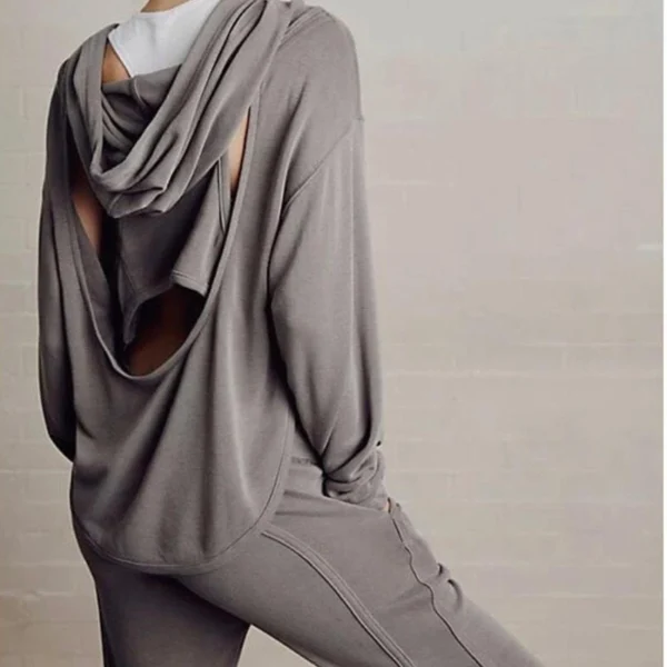 Olive Open-Back Curved Hem Oversized Hoodie