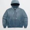 Blue Washed Floral Embroidered Zip-Up Hoodie Blue Washed Floral Embroidered Zip-Up Hoodie
