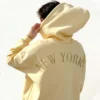 Pastel Oversized New York Embroidered Hoodie