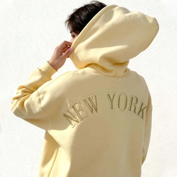 Pastel Oversized New York Embroidered Hoodie