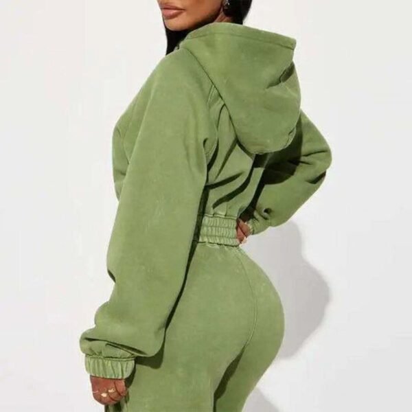 Green Acid Wash Cropped Hoodie Cargo Tracksuit Green Acid Wash Cropped Hoodie Cargo Tracksuit