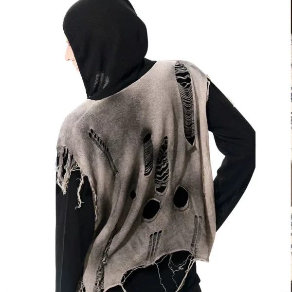 Grey Two-Piece Distressed Layered Hoodie Grey Two-Piece Distressed Layered Hoodie