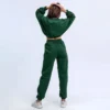 Burgundy Green Drawstring Cropped Tracksuit Burgundy Green Drawstring Cropped Tracksuit