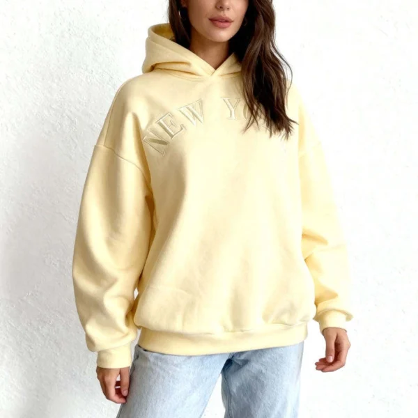 Pastel Oversized New York Embroidered Hoodie