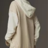 Beige Two-Tone Deep V-Neck Oversized Hoodie