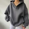 Womens Oversized V Neck Hoodie Sweatshirt