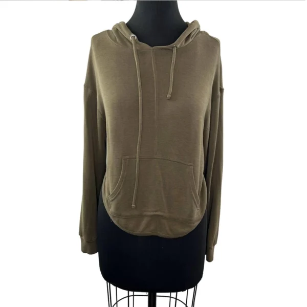 Olive Open-Back Curved Hem Oversized Hoodie
