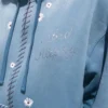 Blue Washed Floral Embroidered Zip-Up Hoodie Blue Washed Floral Embroidered Zip-Up Hoodie