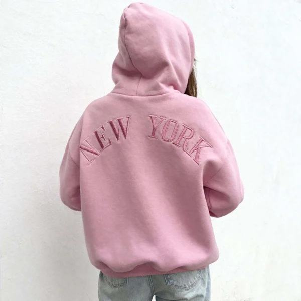 Pastel Oversized New York Embroidered Hoodie