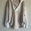 Beige Two-Tone Deep V-Neck Oversized Hoodie