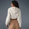White Cropped Zip-Up Hoodie