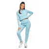Light Blue Air Layer Cropped Hoodie Tracksuit