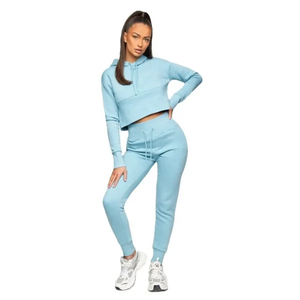 Light Blue Air Layer Cropped Hoodie Tracksuit