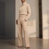 Beige Half-Zip High-Neck Cropped Sweatshirt Beige Half-Zip High-Neck Cropped Sweatshirt