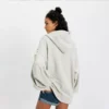 Heather Grey Lace-Up Balloon-Sleeve Zip-Up Hoodie