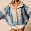 Denim Sherpa Hybrid Zip-Up Hoodie Jacket