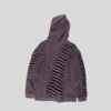 Purple Distressed Plaid-Lined Zip-Up Hoodie Purple Distressed Plaid-Lined Zip-Up Hoodie