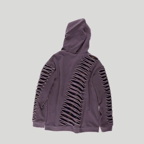 Purple Distressed Plaid-Lined Zip-Up Hoodie Purple Distressed Plaid-Lined Zip-Up Hoodie