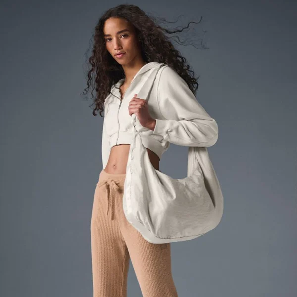 White Cropped Zip-Up Hoodie