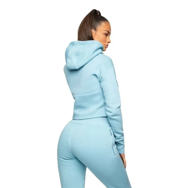 Light Blue Air Layer Cropped Hoodie Tracksuit