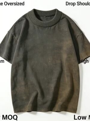 300GSM Vintage Washed Rib Neck Oversized Tee 300GSM Vintage Washed Rib Neck Oversized Tee