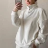 White Grey Fleece Button Neck Oversized Tracksuit White Grey Fleece Button Neck Oversized Tracksuit