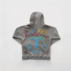 Grey Distressed Graffiti Studded Zip Up Hoodie Tracksuit Grey Distressed Graffiti Studded Zip Up Hoodie Tracksuit