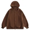 Grey Brown Oversized Balaclava Hood Zip Up Hoodie