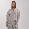 Heather Grey Cargo Pocket Zip Up Tracksuit