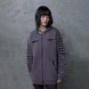 Purple Distressed Plaid-Lined Zip-Up Hoodie Purple Distressed Plaid-Lined Zip-Up Hoodie