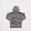 Grey Distressed Graffiti Studded Zip Up Hoodie Tracksuit Grey Distressed Graffiti Studded Zip Up Hoodie Tracksuit