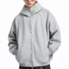 Grey Brown Oversized Balaclava Hood Zip Up Hoodie