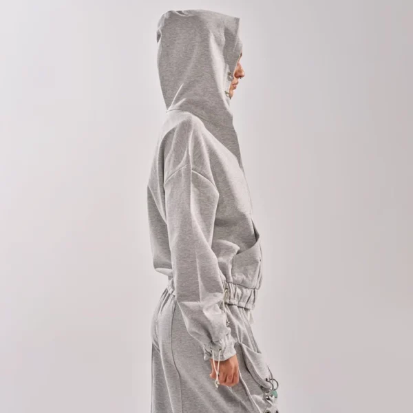 Heather Grey Cargo Pocket Zip Up Tracksuit