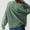 Washed Green Oversized Pleat-Sleeve Crewneck Sweatshirt