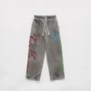 Grey Distressed Graffiti Studded Zip Up Hoodie Tracksuit Grey Distressed Graffiti Studded Zip Up Hoodie Tracksuit