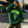 Green Custom Mock Neck Oversized Sweatshirt