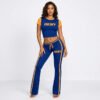 Blue Orange Colorblock Crop Top & Pants Set Blue Orange Colorblock Crop Top & Pants Set
