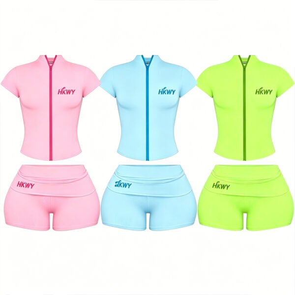 Multicolor Zip-Up 2-Piece Workout Set Multicolor Zip-Up 2-Piece Workout Set