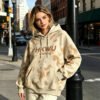 Beige Tie Dye Hoodie Oversized Women Streetwear