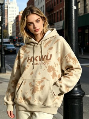 Beige Tie Dye Hoodie Oversized Women Streetwear Beige Tie Dye Hoodie Oversized Women Streetwear