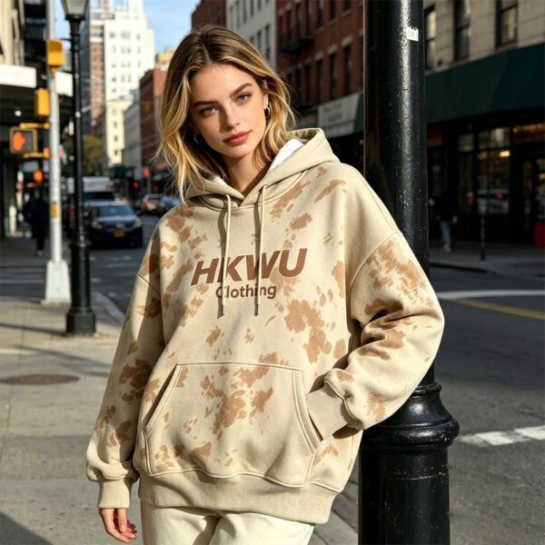 Beige Tie Dye Hoodie Oversized Women Streetwear Beige Tie Dye Hoodie Oversized Women Streetwear